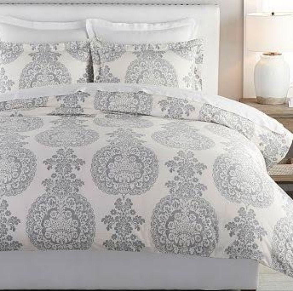 Pottery Barn Lucianna Medallion Euro Sham Gray And Cream Cotton